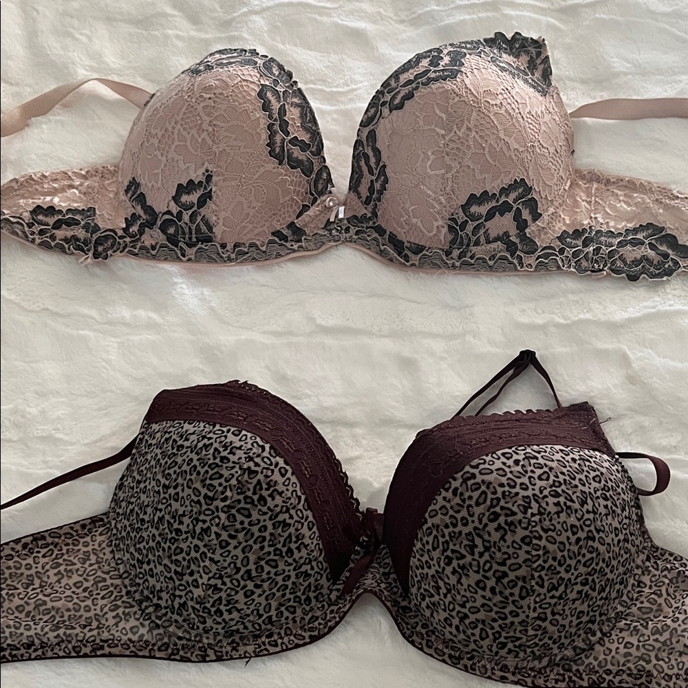 Angelina Pink Lace and Leopard Print Bra Set